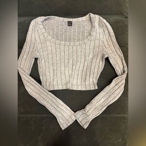 SHEIN Gray Ribbed Knit Top
